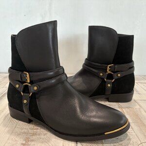 UGG KELBY BLACK LEATHER HARNESS BUCKLE ANKLE BOOTS NWOB